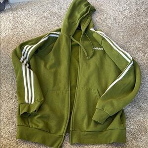 Adidas XLT Green Hoodie with White Stripes